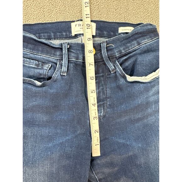 Frame Denim Jeans Le Skinny De Jeanne Shelby Dark Wash Raw Hem Size 27 - Picture 7 of 9